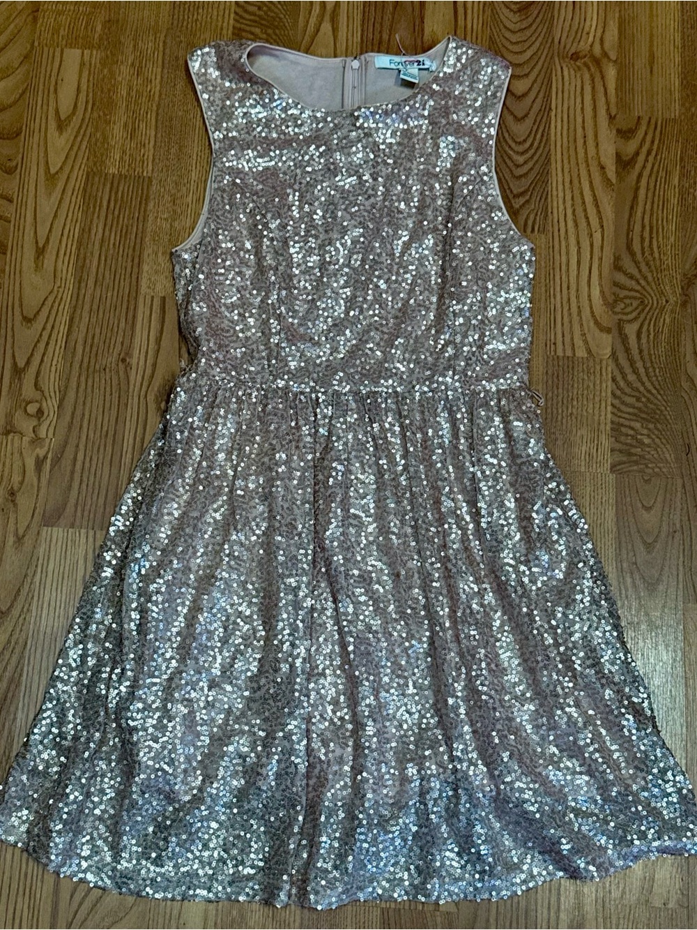 ❤️ Forever 21 Small Dusty Rose Gold Sequin Party Dress Sleeveless Flaw (B11)